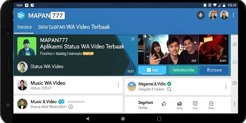 Tampilan antarmuka MAPAN777 untuk status WA video yang menarik.